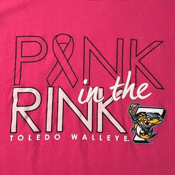 Toledo Walleye Pink in the Rink Breast Cancer Awareness Tee Medium - Picture 4 of 7